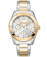 Dkny Women's Chambers Multi Sport Chronograph Silver Dial Gold Two-Tone Stainless Steel Bracelet Watch 36mm