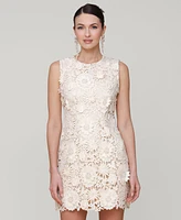 Avec Les Filles Women's Sleeveless 3D Floral Embroidery Mini Dress