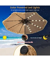 Solar Powered Thatched Tiki Patio Umbrella with Led Lights