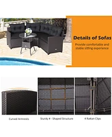 Gymax 4PCS Wicker Patio Sofa Set Rattan Outdoor Furniture Set w/ Cushions