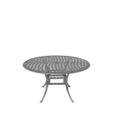 Mondawe 53-inch Powder Coated Cast Aluminum Outdoor Dining Table with Umbrella Hole