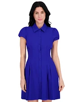 kensie Women's Collared Cap-Sleeve Fit & Flare Dress