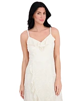 kensie Women's Ruffled Lace High-Low Midi Dress