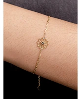 Devata Daisy Flower 11mm Chain Bracelet in 14K Gold, 6.5 in adj to 7.5 in, approx. 2.2 grams.