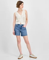And Now This Women's Lace-Trim Button-Front Sweater Vest