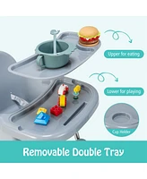 Costway Toddler 4-in-1 Convertible High Chair Feeding with Removable Double Tray& Footrest