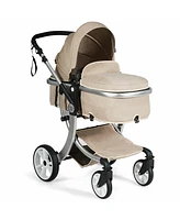 Costway Baby Folding Aluminum Bassinet Reversible Stroller
