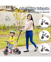Costway Toddler 4 1 Tricycles with Push Handle & Training Wheels Balance Bike