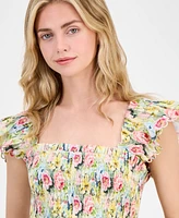 En Saison Women's Cairo Cotton Smocked Floral Top