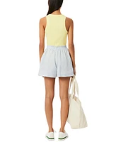 Lacoste Usa Women's Striped Linen Pull-On Shorts