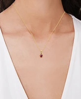 Lab Grown Ruby Pear Solitaire 18" Pendant Necklace (1 ct. t.w.) in 14k Gold-Plated Sterling Silver