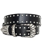 Good American Women's Wide Studded Faux-Leather Western Belt