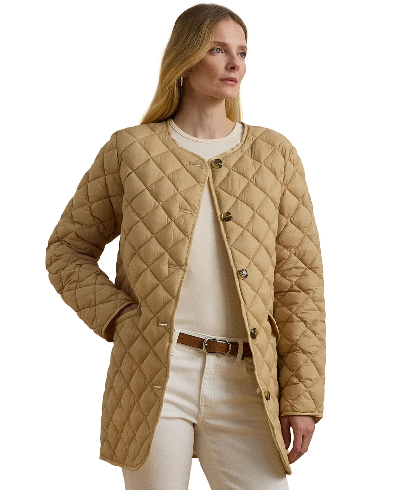 Lauren Ralph Women's Button-Front Collarless Coat