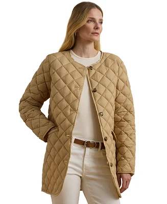 Lauren Ralph Women's Button-Front Collarless Coat