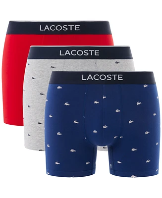 Lacoste Men's 3-Pack Regular-Fit Stretch Mini-Croc Boxer Briefs