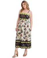 Siena Plus Square-Neck Border-Print Maxi Dress