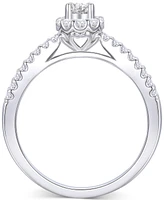 Diamond Oval Halo Three Row Engagement Ring (1 ct. t.w.) 14k Yellow or White Gold