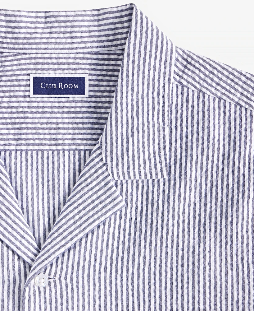 Club Room Men's Short Sleeve Striped Seersucker Button-Front Camp Shirt, Exclusively at Macy's