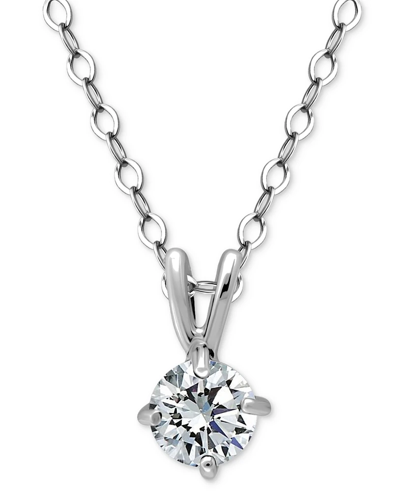 Giani Bernini Cubic Zirconia Solitaire Pendant Necklace 18k Gold over Sterling Silver, 16" + 2" extender, Exclusively at Macy's
