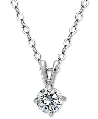 Giani Bernini Cubic Zirconia Solitaire Pendant Necklace 18k Gold over Sterling Silver, 16" + 2" extender, Exclusively at Macy's
