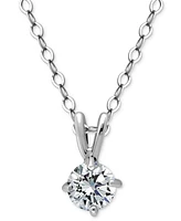 Giani Bernini Cubic Zirconia Solitaire Pendant Necklace 18k Gold over Sterling Silver, 16" + 2" extender, Exclusively at Macy's