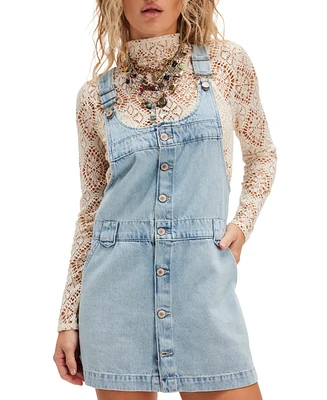 Free People Women's Edie Denim Cotton Overalls Dress