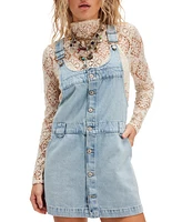 Free People Women's Edie Denim Cotton Overalls Dress