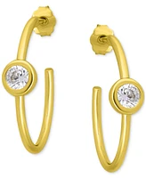 Giani Bernini Cubic Zirconia Bezel Small Hoop Earrings, 0.78", Exclusively at Macy's