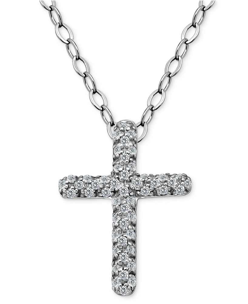 Giani Bernini Cubic Zirconia Cross Pendant Necklace, 16" + 2" extender, Exclusively at Macy's
