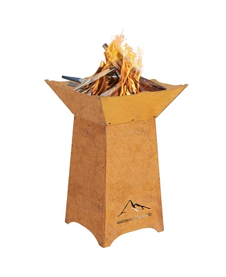 Aoodor 24" Rustic Corten Steel Fire Pit with 27" Stand, Rust Patina Finish, Detachable Wood-Burning Fire Bowl for Outdoor, Patio Decor