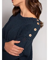 Celtic & Co. Women's Slub Knit Button Detail Sweater