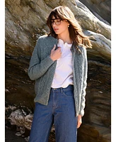Celtic & Co. Women's Wool Zip Cardigan with Cable Knit