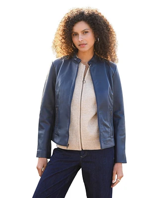 Celtic & Co. Women's Stand Collar Biker Jacket