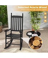 Weather-Resistant Acacia Rocking Chair – Outdoor High-Back Rocker with Ergonomic Design and Solid Base