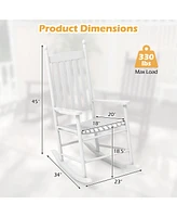 Weather-Resistant Acacia Rocking Chair – Outdoor High-Back Rocker with Ergonomic Design and Solid Base