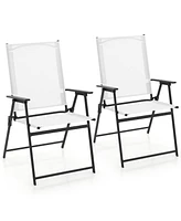 2 Pieces Patio Folding Chairs with Armrests for Deck Garden Yard