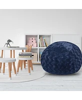 5ft Faux Fur Bean Bag Chair for Adults and Kids with Washable Cover Shredded Memory Foam Large Comfy Lounger for Bedroom Living Room or Dorm-The Pop H