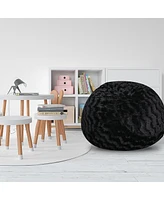 5ft Faux Fur Bean Bag Chair for Adults and Kids with Washable Cover Shredded Memory Foam Large Comfy Lounger Bedroom Living Room or Dorm-The Pop H