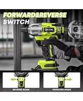Silvel Cordless Impact Wrench, Max 500N.m Brushless Gun 1/2 inch, 4.0Ah Battery, 6 Sockets