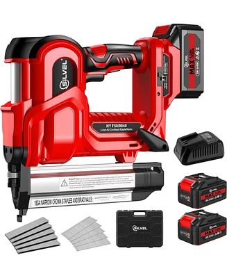 Silvel 18 Gauge Cordless Brad Nailer, 2 1 Nail Gun/Electric Stapler, 21V Battery Powered Gun, Fast Charging for Woodworking,Home Im
