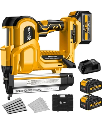 Silvel 18 Gauge Cordless Brad Nailer, 2 in 1 Cordless Nail Gun/Electric Stapler, 2 21V Battery Powered Nail Gun, Fast Charging for Woodworking,Home Im