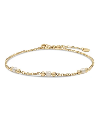 Devata Freshwater Pearl Chain Bracelet in 14K Gold, 6.5 in adj to 7.5 in, approx. 2.1 grams.