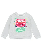 Cars Baby Boys Disney Mickey Mouse Lion King Winnie the Pooh Waffle Knit Drop Shoulder Sweatshirt and Jogger Pants Set