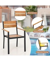 Gymax 7 Piece Patio Dining Set 69'' Rectangle Table w/ 6 Stackable Chairs