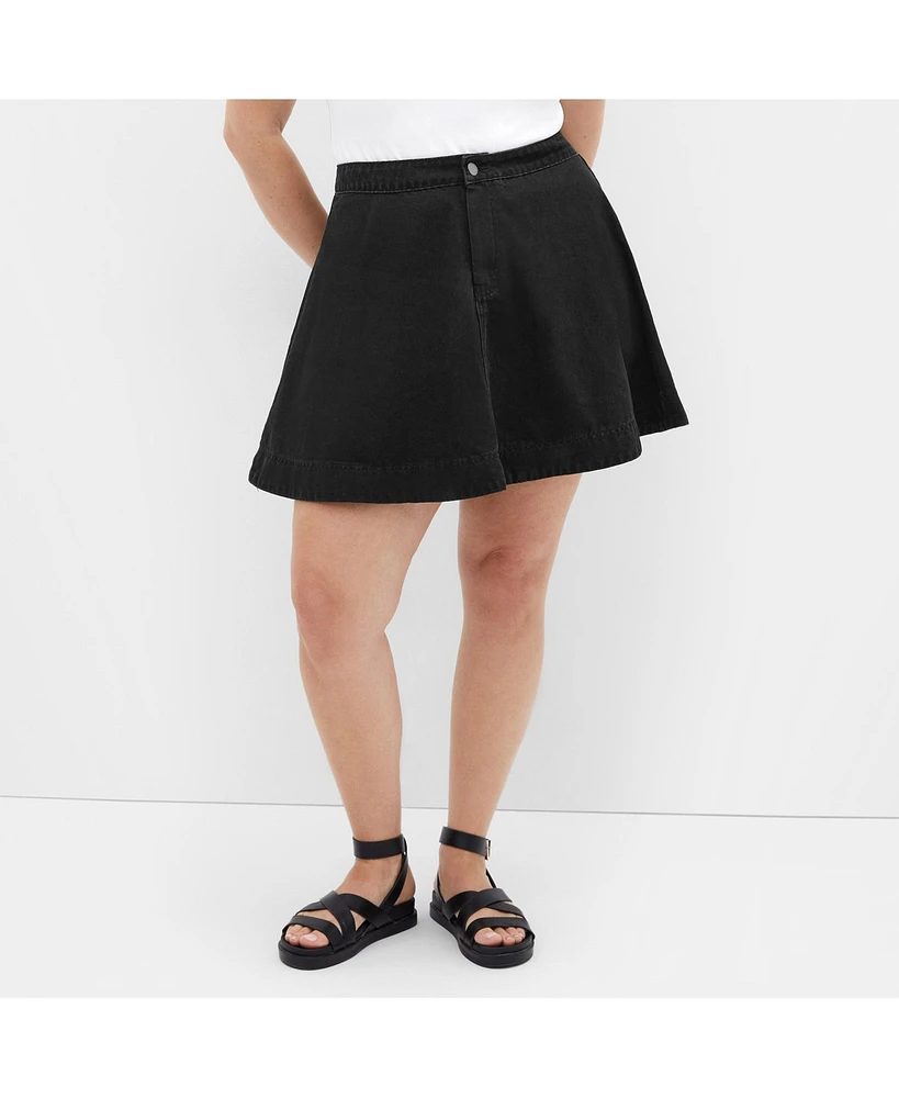 City Chic Plus Flare Denim Skirt