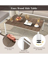 4 Pcs Patio Furniture Set Patio Loveseat Sofa with a Coffee Table 2 Single Couch