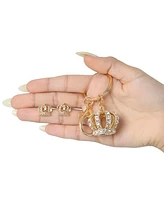 Juicy Couture Gold-Tone Crystal Crown Keychain & Earring Set