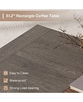 Tribesigns 51-Inch Rectangular Coffee Table for Living Room, Farmhouse Accent Center Cocktail Table with Thickened Wooden Base, Easy Assembly,Grey