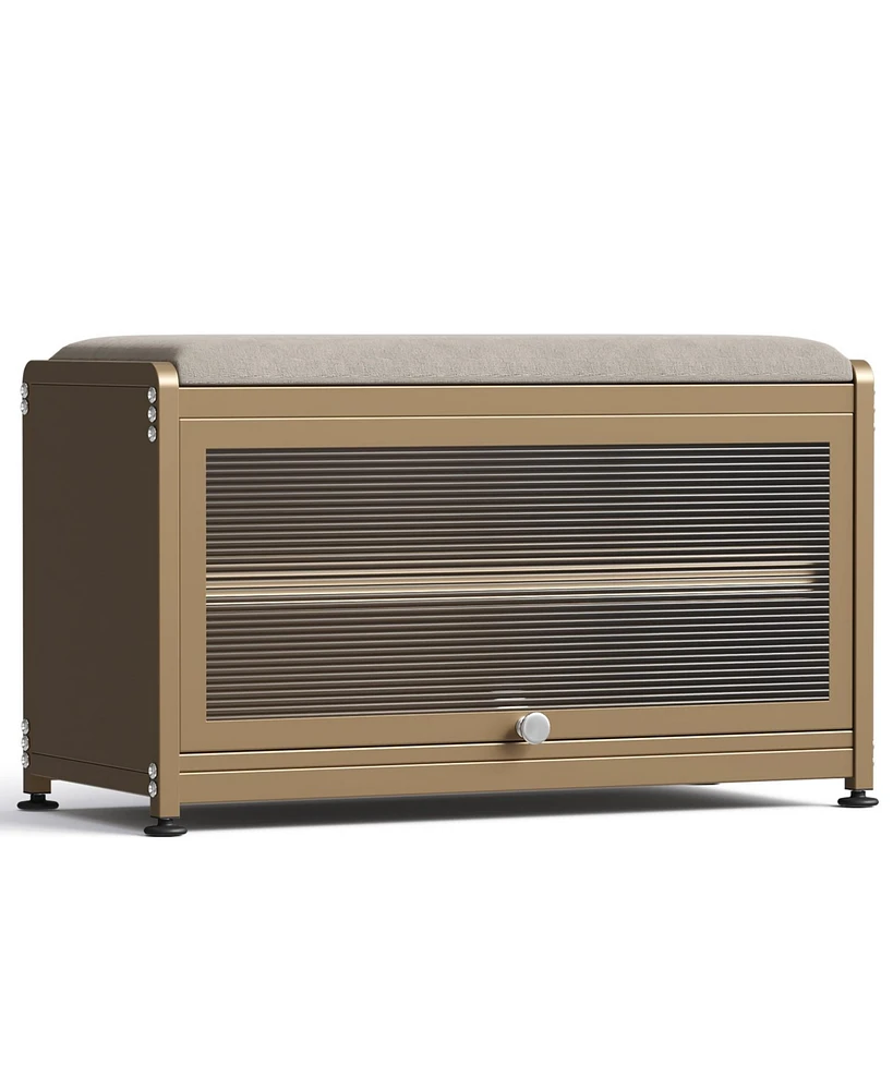 Shoe Bench with Storage,Shoe Rack for Entryway,Metal Seating, Organizer Cabinet, Metal Storage Hallway