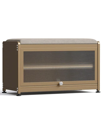 Shoe Bench with Storage,Shoe Rack for Entryway,Metal Seating, Organizer Cabinet, Metal Storage Hallway